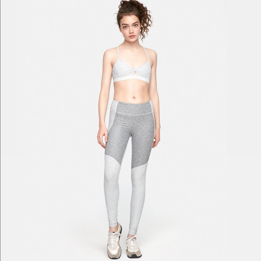 Outdoor Voices Dove/Ash Gray Two-Tone Warmup Leggings Athletic Workout Gym Pants